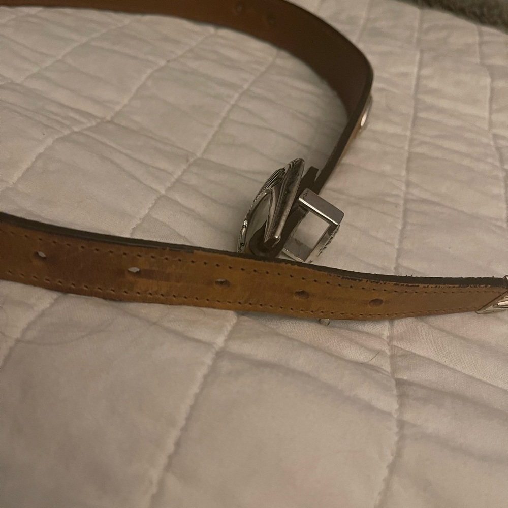 Torel Brown Leather Belt With Silver Designs Size 34 Made In Texas View 4